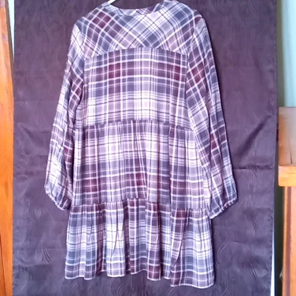 Knox Rose brown/blue plaid blouse/dress XXL - Picture 3 of 4